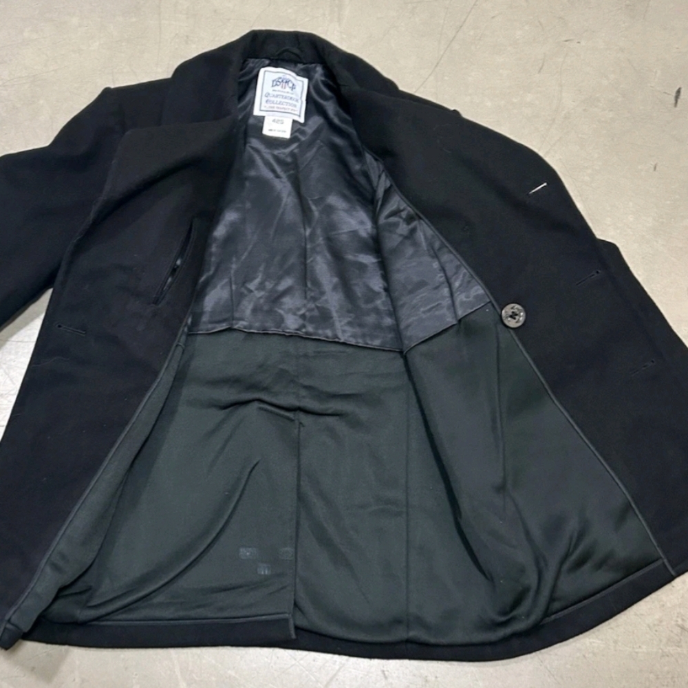 DSCP Quarterdeck Collection Pea Coat Black Navy Double Breasted Wool Men's Sz 40 - Picture 6 of 12